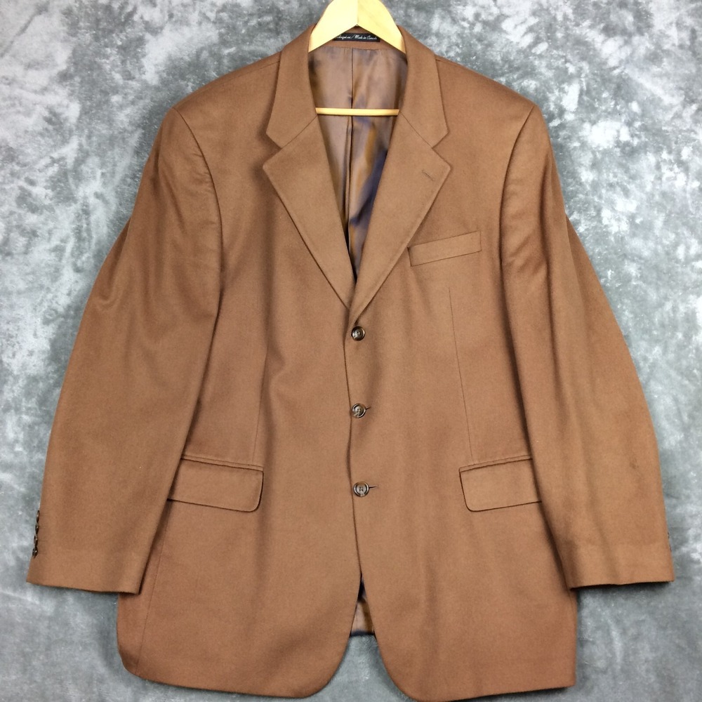 Pure Cashmere Blazer 46T Brown Made in Canada No Vent 3-Button